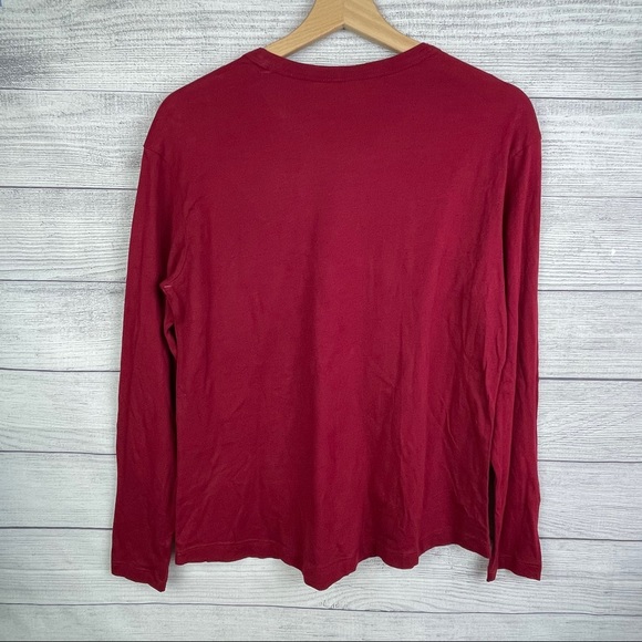 V BP Tee Red Long Sleeve Slouch Crewneck Pocket S - Picture 7 of 7